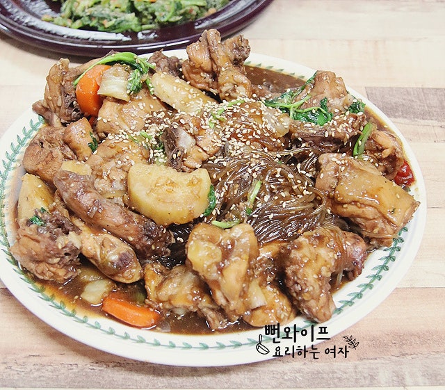 Sweet and Savory Andong Jjimdak (Braised Chicken with Vegetables and Noodles) — finished dish