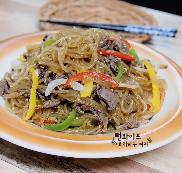 Chewy and Springy Beef Japchae (Stir-Fried Glass Noodles) — finished dish