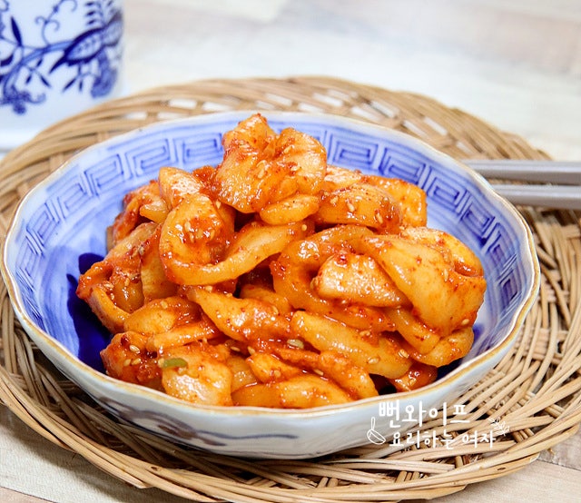 Crunchy Nogak Muchim (Seasoned Old Cucumber) — finished dish