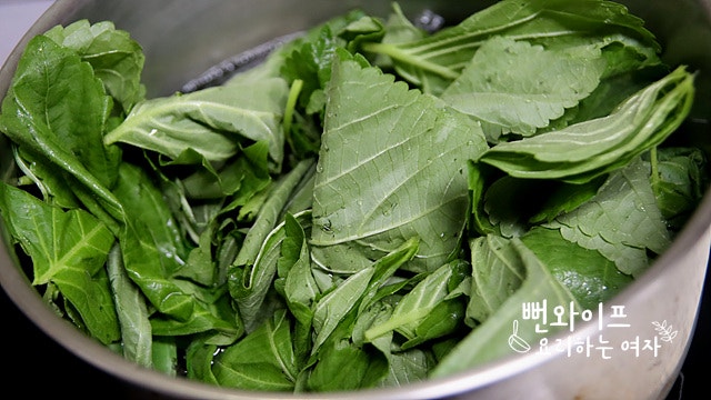 Blanch the baby perilla leaves — step photo 2