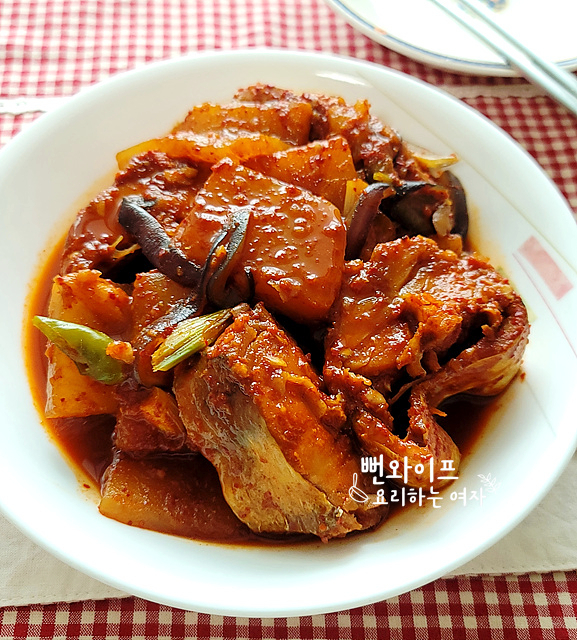 Chewy Kodari Jorim (Braised Semi-Dried Pollock) — finished dish