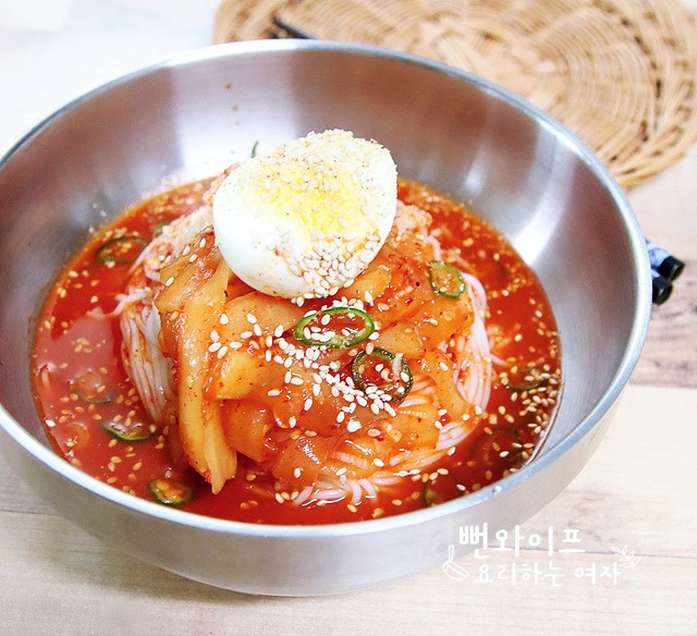 Nogak Bibim Guksu (Spicy Mixed Noodles) — finished dish