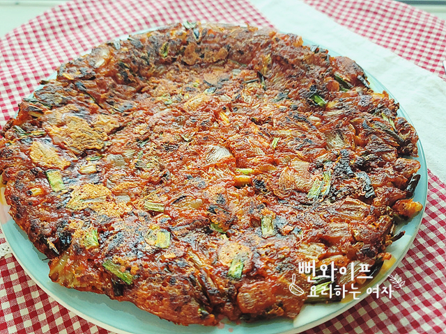 Crispy Kimchi Jeon (Kimchi Pancake) with Starch — finished dish